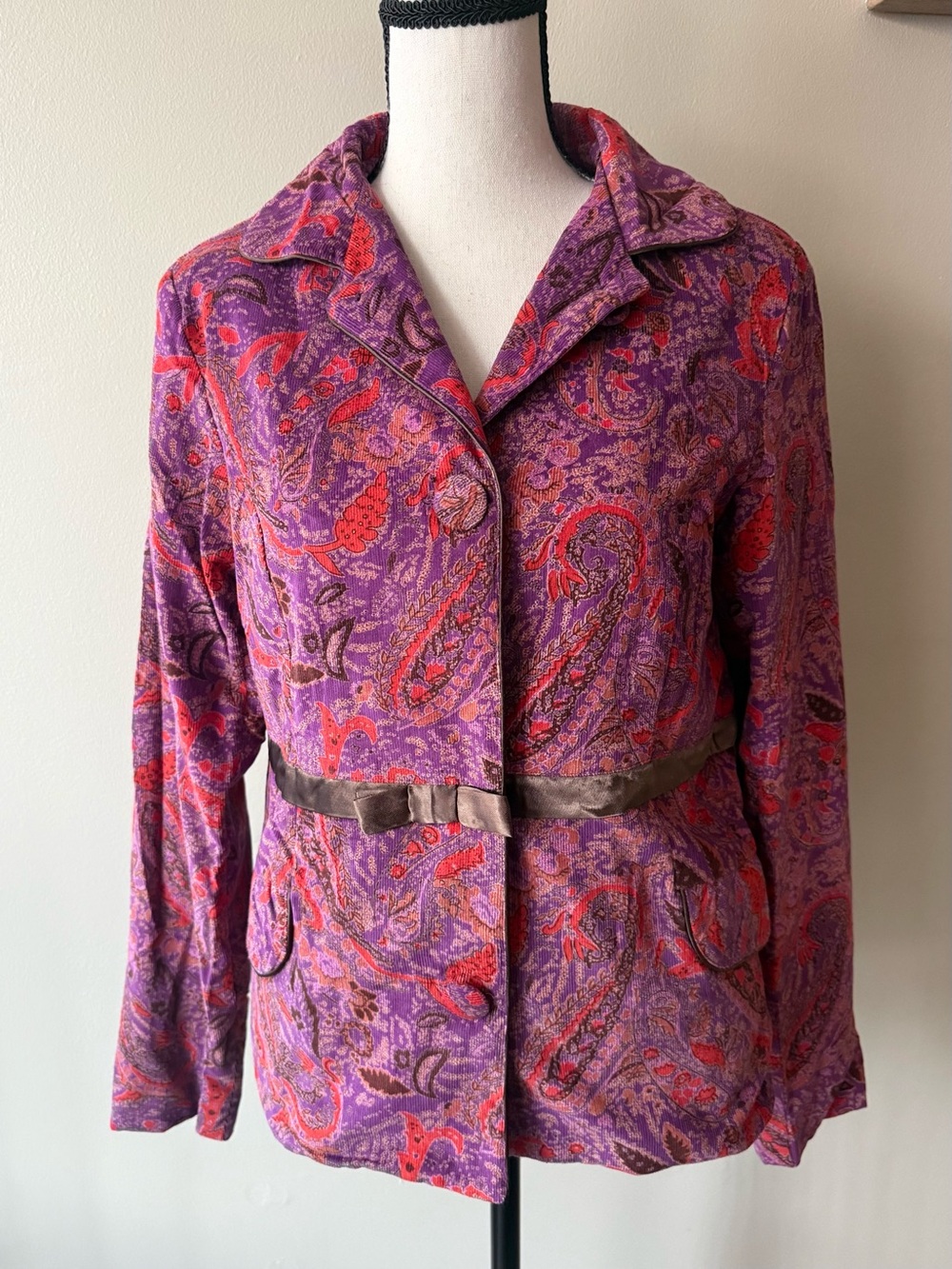 ANGIE NWT Purple Paisley Cotton Blazer Jacket Size L